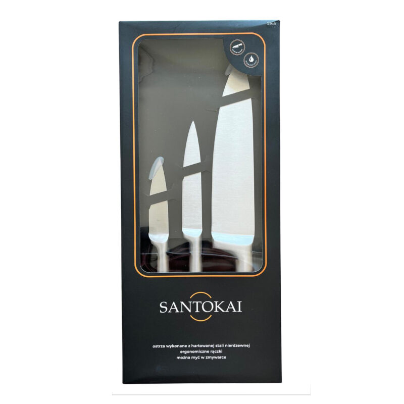 Zestaw 3 srebrnych noży kuchennych